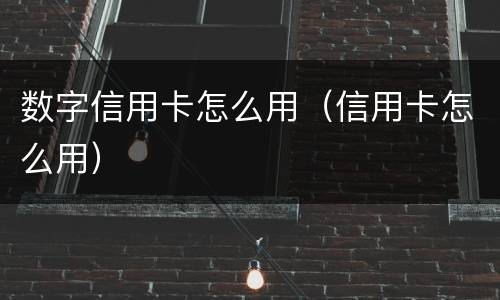 数字信用卡怎么用（信用卡怎么用）