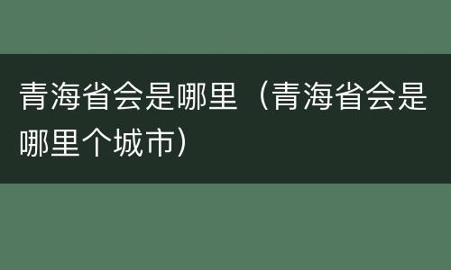 青海省会是哪里（青海省会是哪里个城市）