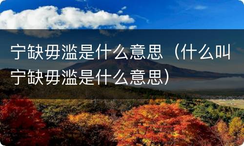 宁缺毋滥是什么意思（什么叫宁缺毋滥是什么意思）