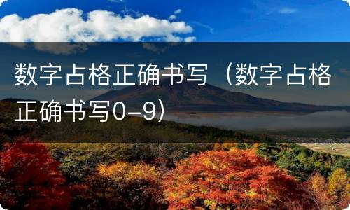 数字占格正确书写（数字占格正确书写0-9）
