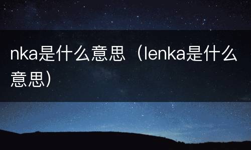 nka是什么意思（lenka是什么意思）