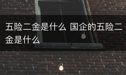 五险二金是什么 国企的五险二金是什么
