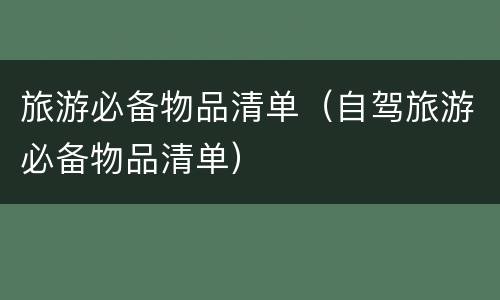 旅游必备物品清单（自驾旅游必备物品清单）