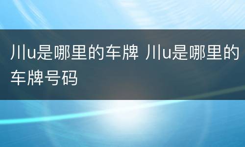 川u是哪里的车牌 川u是哪里的车牌号码