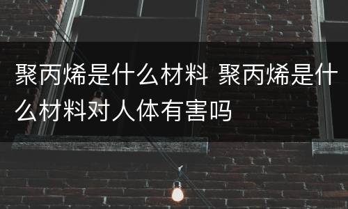 聚丙烯是什么材料 聚丙烯是什么材料对人体有害吗