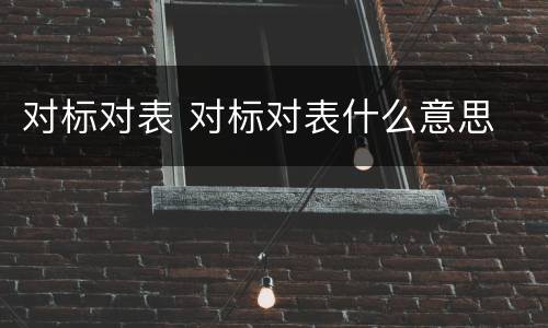 对标对表 对标对表什么意思