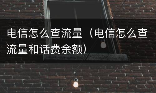 电信怎么查流量（电信怎么查流量和话费余额）