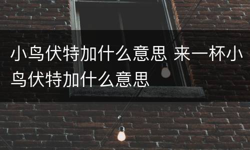 小鸟伏特加什么意思 来一杯小鸟伏特加什么意思