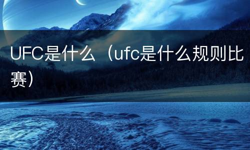 UFC是什么（ufc是什么规则比赛）