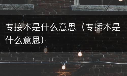 专接本是什么意思（专插本是什么意思）