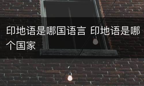 印地语是哪国语言 印地语是哪个国家