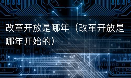 改革开放是哪年（改革开放是哪年开始的）