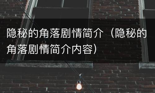 隐秘的角落剧情简介（隐秘的角落剧情简介内容）