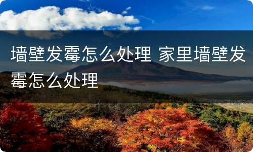 墙壁发霉怎么处理 家里墙壁发霉怎么处理