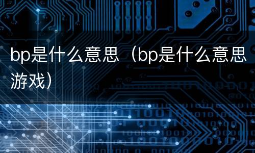 bp是什么意思（bp是什么意思游戏）