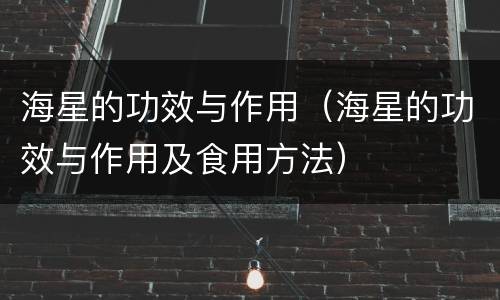 海星的功效与作用（海星的功效与作用及食用方法）