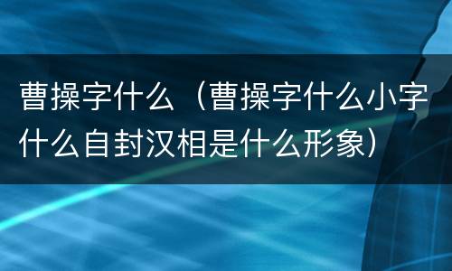 曹操字什么（曹操字什么小字什么自封汉相是什么形象）