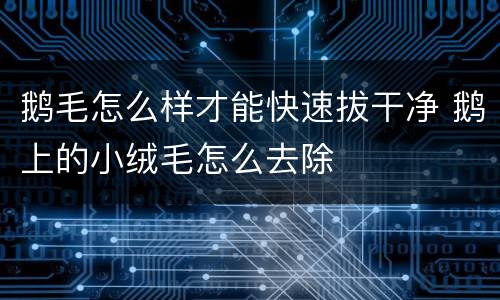 鹅毛怎么样才能快速拔干净 鹅上的小绒毛怎么去除