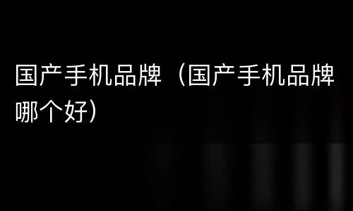 国产手机品牌（国产手机品牌哪个好）
