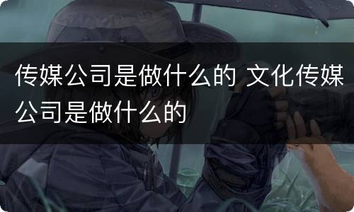 传媒公司是做什么的 文化传媒公司是做什么的