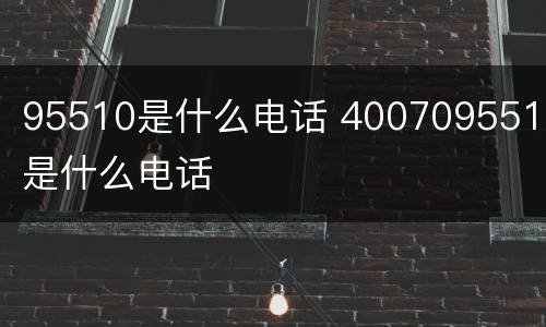 95510是什么电话 4007095510是什么电话