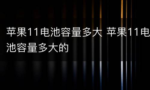 苹果11电池容量多大 苹果11电池容量多大的