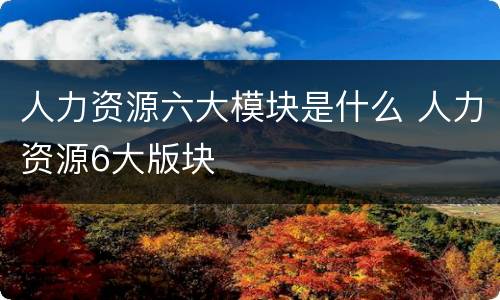 人力资源六大模块是什么 人力资源6大版块