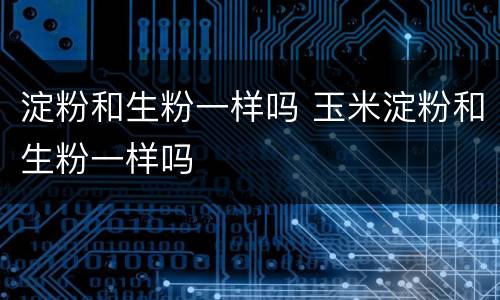 淀粉和生粉一样吗 玉米淀粉和生粉一样吗