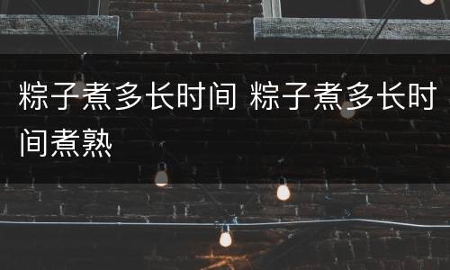 粽子煮多长时间 粽子煮多长时间煮熟
