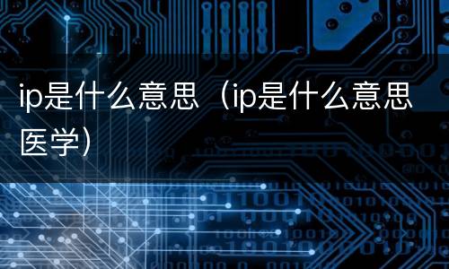 ip是什么意思（ip是什么意思医学）