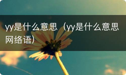 yy是什么意思（yy是什么意思网络语）
