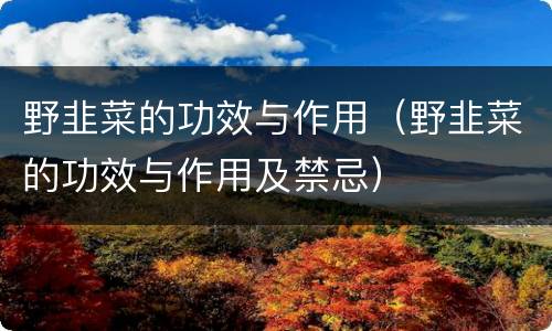 野韭菜的功效与作用（野韭菜的功效与作用及禁忌）