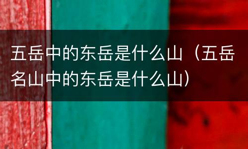 五岳中的东岳是什么山（五岳名山中的东岳是什么山）