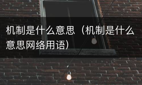 机制是什么意思（机制是什么意思网络用语）