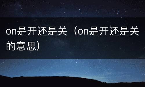 on是开还是关（on是开还是关的意思）