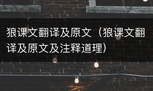 狼课文翻译及原文（狼课文翻译及原文及注释道理）