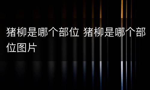 猪柳是哪个部位 猪柳是哪个部位图片