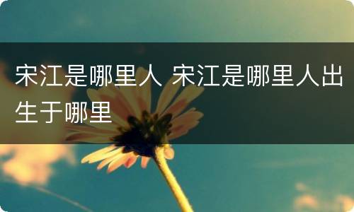 宋江是哪里人 宋江是哪里人出生于哪里