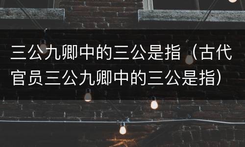 三公九卿中的三公是指（古代官员三公九卿中的三公是指）