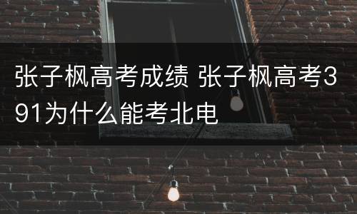 张子枫高考成绩 张子枫高考391为什么能考北电