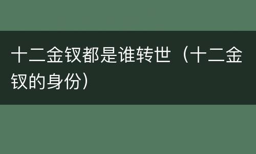 十二金钗都是谁转世（十二金钗的身份）