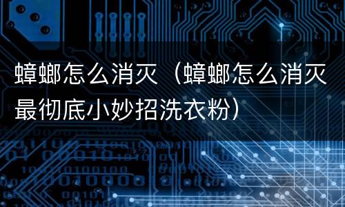 蟑螂怎么消灭（蟑螂怎么消灭最彻底小妙招洗衣粉）