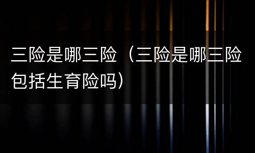 三险是哪三险（三险是哪三险包括生育险吗）