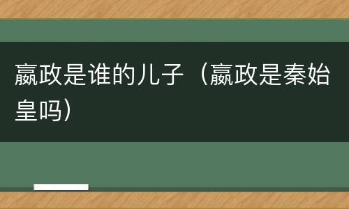 嬴政是谁的儿子（嬴政是秦始皇吗）