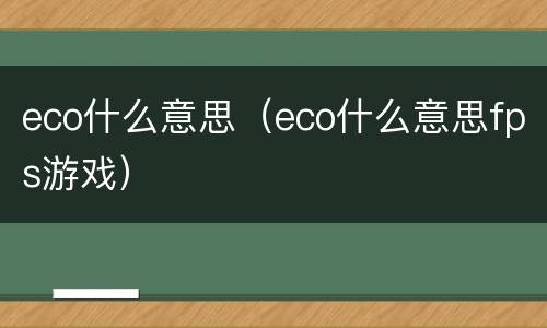 eco什么意思（eco什么意思fps游戏）