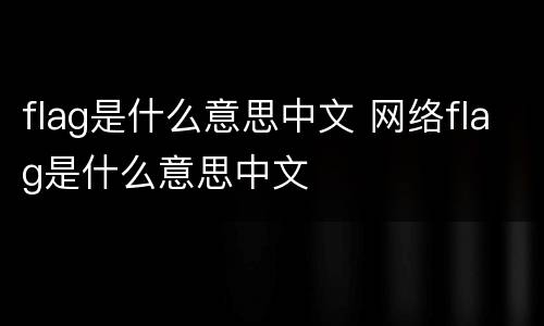 flag是什么意思中文 网络flag是什么意思中文
