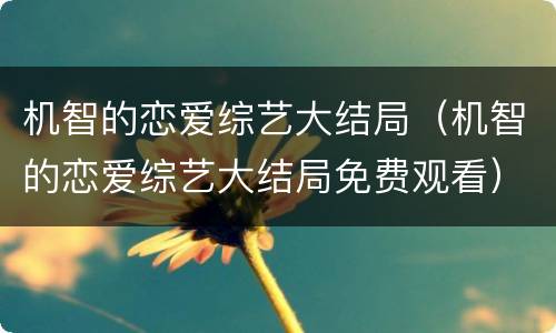 机智的恋爱综艺大结局（机智的恋爱综艺大结局免费观看）