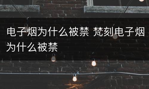 电子烟为什么被禁 梵刻电子烟为什么被禁