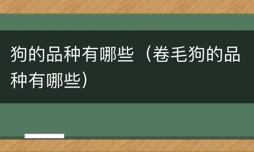 狗的品种有哪些（卷毛狗的品种有哪些）