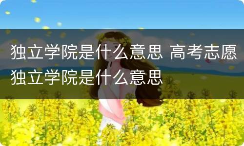 独立学院是什么意思 高考志愿独立学院是什么意思
